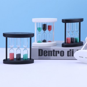 3 في 1 ساعة زجاجية زجاجية خشبية مؤقت للطهي المطبخ الأوروبي الإبداعي المعدني الدوار الساعة الرملية